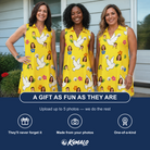 Friends in matching Women's Dovebound Daydream Custom Face V-Neck Dress — a group gift photo