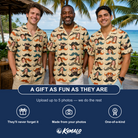 Friends in matching Men's Stache Celebration Custom Face Hawaiian Shirt — a group gift photo