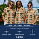 Friends in matching Women's Stache Celebration Custom Face Hawaiian Shirt — a group gift photo