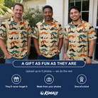 Friends in matching Men's Stache Celebration Custom Face Polo Shirt — a group gift photo