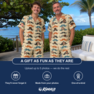 Friends in matching Men's Stache Celebration Custom Face Shirt & Shorts Set — a group gift photo