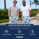 Friends in matching Men's Pitmaster Swagger Custom Face Beach Shorts — a group gift photo