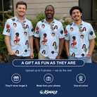 Friends in matching Men's Pitmaster Swagger Custom Face Polo Shirt — a group gift photo