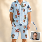 Man wearing Men's Pitmaster Swagger Custom Face Shirt & Shorts Set — custom faces printed all-over
