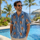 Real-life photo of someone wearing Men's Chrono Chaps Custom Face Hawaiian Shirt — custom faces printed all-over