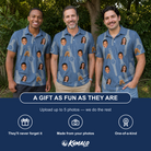 Friends in matching Men's Chrono Chaps Custom Face Polo Shirt — a group gift photo
