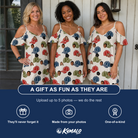 Friends in matching Women's Brim Bonds Custom Face Off-Shoulder Dress — a group gift photo