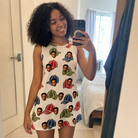 Real-life photo of someone wearing Women's Brim Bonds Custom Face Tank Dress — custom faces printed all-over