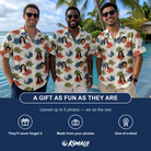 Friends in matching Men's Brim Bonds Custom Face Hawaiian Shirt — a group gift photo