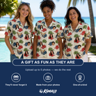 Friends in matching Women's Brim Bonds Custom Face Hawaiian Shirt — a group gift photo