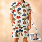 Man wearing Men's Brim Bonds Custom Face Shirt & Shorts Set — custom faces printed all-over