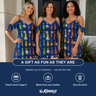 Friends in matching Women's Necktie Nostalgia Custom Face Off-Shoulder Dress — a group gift photo