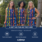 Friends in matching Women's Necktie Nostalgia Custom Face V-Neck Dress — a group gift photo
