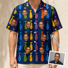 Man wearing Men's Necktie Nostalgia Custom Face Hawaiian Shirt — custom faces printed all-over