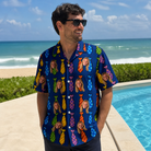 Real-life photo of someone wearing Men's Necktie Nostalgia Custom Face Hawaiian Shirt — custom faces printed all-over
