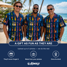 Friends in matching Men's Necktie Nostalgia Custom Face Hawaiian Shirt — a group gift photo
