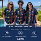 Friends in matching Women's Necktie Nostalgia Custom Face Hawaiian Shirt — a group gift photo