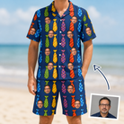 Man wearing Men's Necktie Nostalgia Custom Face Shirt & Shorts Set — custom faces printed all-over