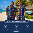 Friends in matching Men's Necktie Nostalgia Custom Face Shirt & Shorts Set — a group gift photo