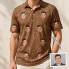 Man wearing Men's Chord Kinship Custom Face Polo Shirt — custom faces printed all-over