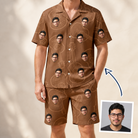 Man wearing Men's Chord Kinship Custom Face Shirt & Shorts Set — custom faces printed all-over