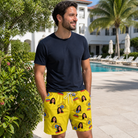 Real-life photo of someone wearing Men's Father’s Day Dynasty Custom Face Beach Shorts — custom faces printed all-over