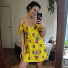 Real-life photo of someone wearing Women's Father’s Day Dynasty Custom Face Off-Shoulder Dress — custom faces printed all-over