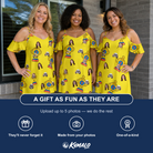 Friends in matching Women's Father’s Day Dynasty Custom Face Off-Shoulder Dress — a group gift photo