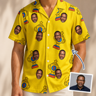 Man wearing Men's Father’s Day Dynasty Custom Face Hawaiian Shirt — custom faces printed all-over