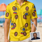 Man wearing Men's Father’s Day Dynasty Custom Face Polo Shirt — custom faces printed all-over