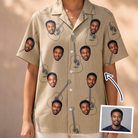 Woman wearing Women's Strum Supreme Custom Face Hawaiian Shirt — custom faces printed all-over