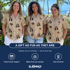 Friends in matching Women's Strum Supreme Custom Face Hawaiian Shirt — a group gift photo