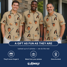 Friends in matching Men's Strum Supreme Custom Face Polo Shirt — a group gift photo
