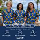 Friends in matching Funny Number One Dad Trophies Custom Face Hawaiian Shirt for Women — a group gift photo