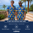 Friends in matching Men's Number One Custom Face Shirt & Shorts Set — a group gift photo