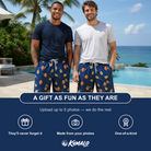 Friends in matching Funny Acoustic Guitars Custom Face Beach Shorts for Men — a group gift photo