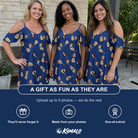 Friends in matching Women's Father Fretwork Custom Face Off-Shoulder Dress — a group gift photo