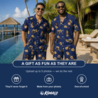 Friends in matching Men's Father Fretwork Custom Face Shirt & Shorts Set — a group gift photo