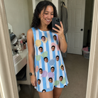 Real-life photo of someone wearing Women's Papa Polarizers Custom Face Tank Dress — custom faces printed all-over