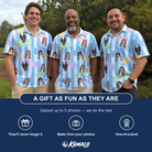 Friends in matching Men's Papa Polarizers Custom Face Polo Shirt — a group gift photo