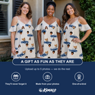 Friends in matching Women's Piston Pride Custom Face Off-Shoulder Dress — a group gift photo