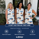 Friends in matching Women's Piston Pride Custom Face V-Neck Dress — a group gift photo