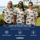 Friends in matching Women's Piston Pride Custom Face Hawaiian Shirt — a group gift photo