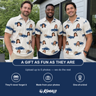 Friends in matching Men's Piston Pride Custom Face Polo Shirt — a group gift photo