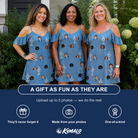 Friends in matching Women's Trophy Toppers Custom Face Off-Shoulder Dress — a group gift photo