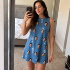 Real-life photo of someone wearing Women's Trophy Toppers Custom Face Tank Dress — custom faces printed all-over