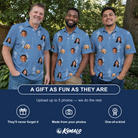 Friends in matching Men's Trophy Toppers Custom Face Polo Shirt — a group gift photo