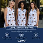 Friends in matching Women's Collar Confetti Custom Face V-Neck Dress — a group gift photo