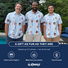 Friends in matching Men's Collar Confetti Custom Face Polo Shirt — a group gift photo