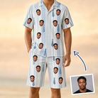 Man wearing Men's Collar Confetti Custom Face Shirt & Shorts Set — custom faces printed all-over